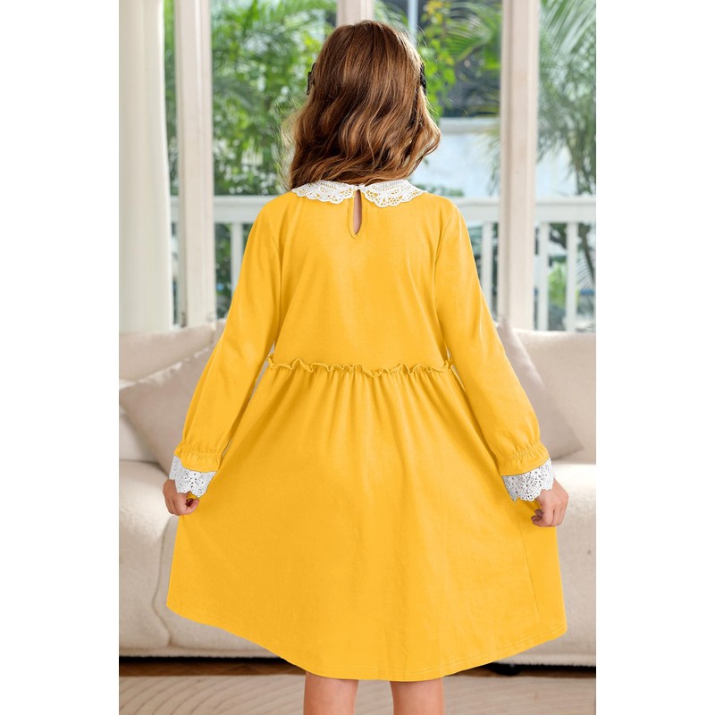 BesserBay Little Girls Peter Pan Collar Elastic Lace Cuffs Long