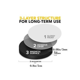 Magnetic Point Stick Tape, 20pcs Flexible Adhesive Magnetic Tape, Strong Adhesive Magnetic Tape for Photo, Craft & Office Use:_Black_round