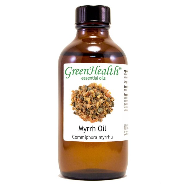 GreenHealth Myrrh Essential Oil – 4 fl oz (118 ml) Glass Bottle w/Cap – 100% Pure Essential Oil