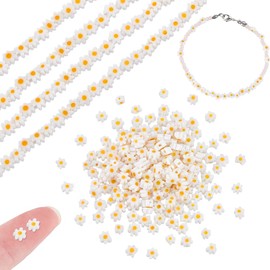 AHANDMAKER Etwa 352~440 Stück Millefiori Lampwork Glasperlen 3.7~5.6mm Orange Flache Blumenperlen Pflaumenblüten Abstandshalterperle Für DIY Bastelarbeiten Armbänder Schmuckherstellung