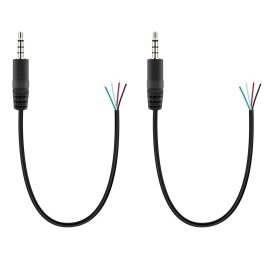 Fancasee 2 Pack 3.5mm 1/8 TRRS Stereo Male Plug to Bare Wire Open End Audio Cable for