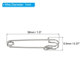 MECCANIXITY Safety Pins 1.5 Inch Large Metal Sewing Pins for Blankets Skirts Crafts Brooch Making Silver Tone 20Pcs