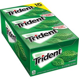 Cos7 Trident Spearmint Long Lasting Flavor Sugarfree Chewing Gum 15 Packs, 14Sticks