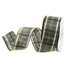 DMiotech 1.6 Inch 10 Yards Gingham Ribbon, Fiber Buffalo Checkered Ribbon Plaid Ribbon for Gift Wrapping Christmas Decoration Art Craft DIY, Light Green and White