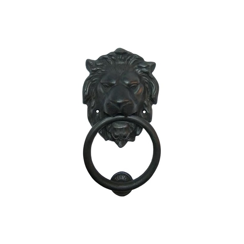 Anatolica Lions Head Door Knocker,7.1 inches,Solid Brass,Regency Period(Black Oxide)