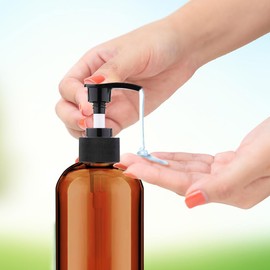 Vioetry Empty Plastic Pump Bottles Dispenser16.9 Oz, 2 Pack, Portable Amber BPA-Free Travel Shampoo Lotion Pump Bottle Durable Refillable Containers for Massage Oil, Liquid Soap