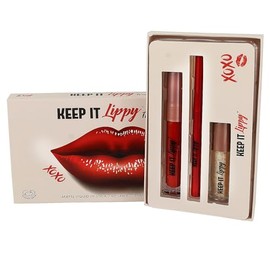 Keep It Lippy Lip Liner, Lipstick & Lip Gloss Set, 3 Piece Set, Matte Lip Stick, Shimmer Lip Gloss, Lip Trio, Vegan Friendly, Makeup Gift Set (Red)