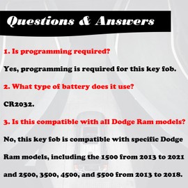 Key Fob Fobik Replacement Fits for Dodge Ram 1500 2013-2021 Ram 2500 3500 4500 5500 2013 2014 2015 2016 2017 2018 Pickup Truck Keyless Entry Remote Control GQ4-53T 56046955AG 56046955AA