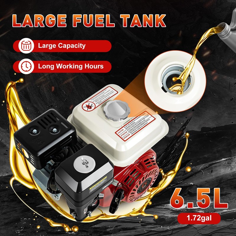 Ringmaster 6.5HP 200CC Gas Engine Horizontal Shaft Motor, 4-Stroke OHV