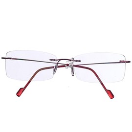 Rongchy Super Light 100% Titanium Working Rimless Reading Glasses +1.00 Strengths (Red, 1, x)