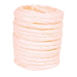 15Yard Raffia Paper Ribbon, 4mm Paper String Colorful Twisted Paper Craft Rope Wrapping Ribbon for DIY Making Flower Basket, Gift Wrapping,Party Decor (Light Champagne)
