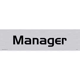 Viking Signs DV1097-L26-SV "Manager" Door Sign, Handel Gothic Font, Vinyl Silver Sticker, 225 mm H x 60 mm W
