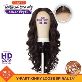 Sensationnel Curls kinksandco kinkyedges wig - kinky loose spiral 24 inch y part lace natural kinkytexture edged hairline for natural 3c to 4c hair textures (BALAYAGECHOCOLATE)