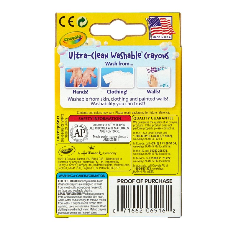Crayola Ultra-Clean Washable Crayons (526916), 16 Colors