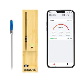 BBQOVN Smart Wireless Meat Thermometer Zero Wire with APP 777FT Range Remote Bluetooth Meat Thermometer, Food Thermometer for Remote Monitoring of BBQ Grill, Oven,Smoker,Pan (1, Green, Small)