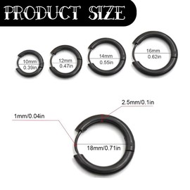 Hoop Earrings Black 5 Pairs Stainless Steel Hoop Earrings Nose and Lip Rings Small Cartilage Hoop Earrings for Men and Women Accessories