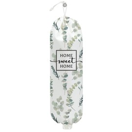 Eucalyptus Leaves Plastic Bag Holder, Wall Mount Grocery Bag Holder for Plastic Bags, Reusable Grocery Bags Storage Dispenser, Farmhouse Home Kitchen Decor, Housewarming Gifts for Women Mom Grandma