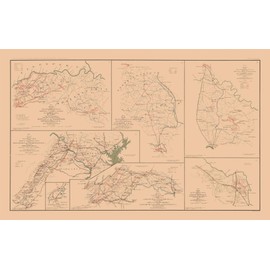 MAPS OF THE PAST Historical Civil War Map - Virginia Routes Camps Positions 7 Views - Hotchkiss 1894-36.36 x 23 - Vintage Wall Art