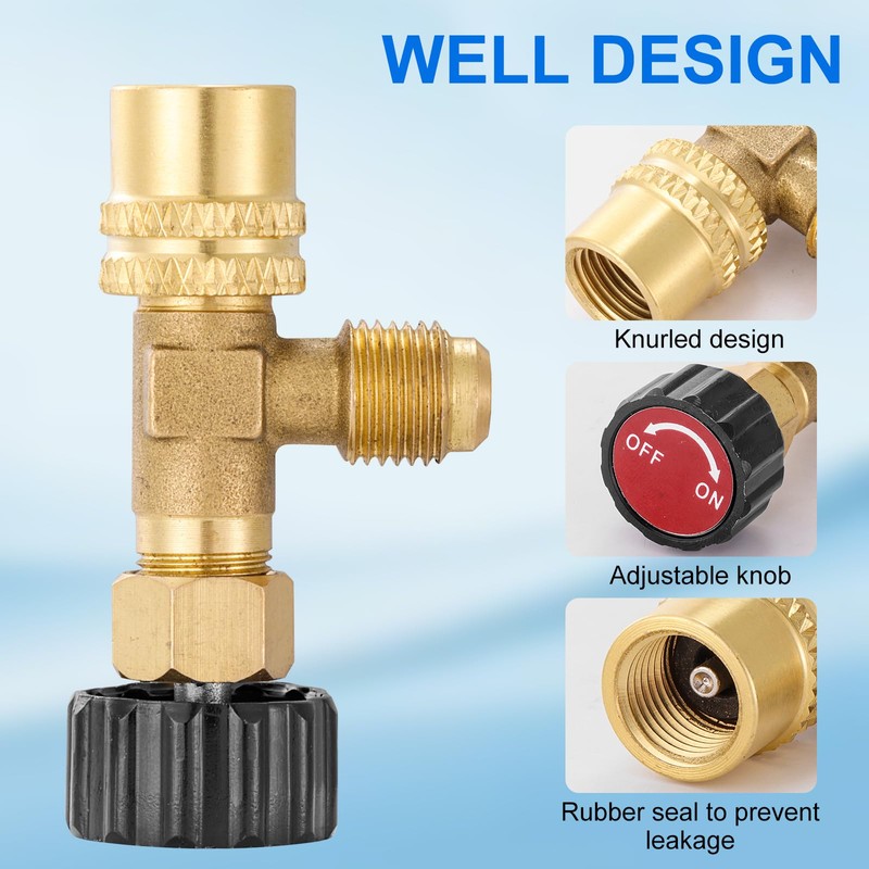 R410 Refrigerant Charging Valve, Safety Flow Control Ball Valve, Brass