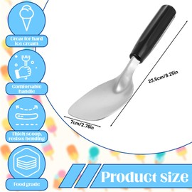 Piriuuo Ice Cream Scoop, Stainless Steel Ice Cream Scoop with Comfortable Non-Slip Handle, Professional Ice Cream Spoon, Ice Cream Scoop, Dough, Melon