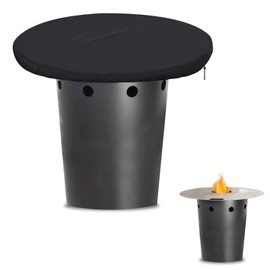 Fenghome Fire Plate Cover, 500D Waterproof Grill Plate Protective Cover for a Fire Barrel with Grill Plate Diameter 83 / 103 cm Windproof Barrel Grill Fire Plates Plate Cover Black (103 x 10 cm)