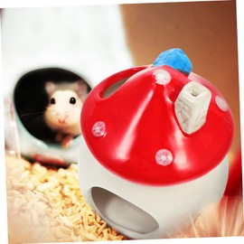 Levemolo Ceramic Mushroom Shaped Hamster Hideout Cooling Nest Pet House for Hamsters and Chinchillas Portable Comfortable Sleeping Bed Easy to Clean Decorative Animal Shelter