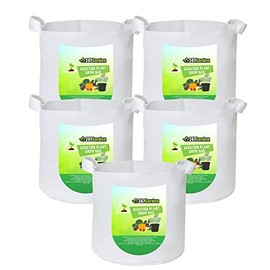 247Garden 5-Pack 30 Gallon Grow Bags/Aeration Fabric Pots w/Handles (260GSM, White, 15.5H x 24D)