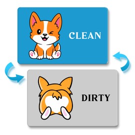 Cute Cartoon Animal Clean Dirty Dishwasher Magnet, Refrigerator Washing Machine Magnet Double Sided Kitchen Reversible Dish Washer Sign, Apartment Kitchen Accessories Magnet (Dog)