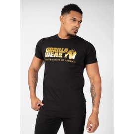Gorilla Wear Classic T-Shirt - Black - Classic Top with Logo for Sports Everyday Training Workout Running Jogging Comfortable Regular Fit Lightweight Cotton Freedom of Movement Large