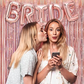 GREATRIL Rose Gold Tinsel Curtain Glitter, Women’s Party Curtains, Photo Wall Background, Film, Fringe Streamers, Party Decoration for Stag Night, Birthday, Bachelorette, New Year's Eve Party