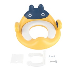 Toddlers Toilet Seat with Spatter Guard and Handles Baby Potty Training Seat for Boys and Girls Yellow Soft Cushion