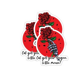 STICKYAME Cat Got Your Tongue Little Mouse Sticker, Book Stickers, Water Assistant Die-Cut Vinyl Stickers for Laptop, Phone,Water Bottles, Skeleton Stickers, Bookish Gifts, Kindle Stickers (Size 4")