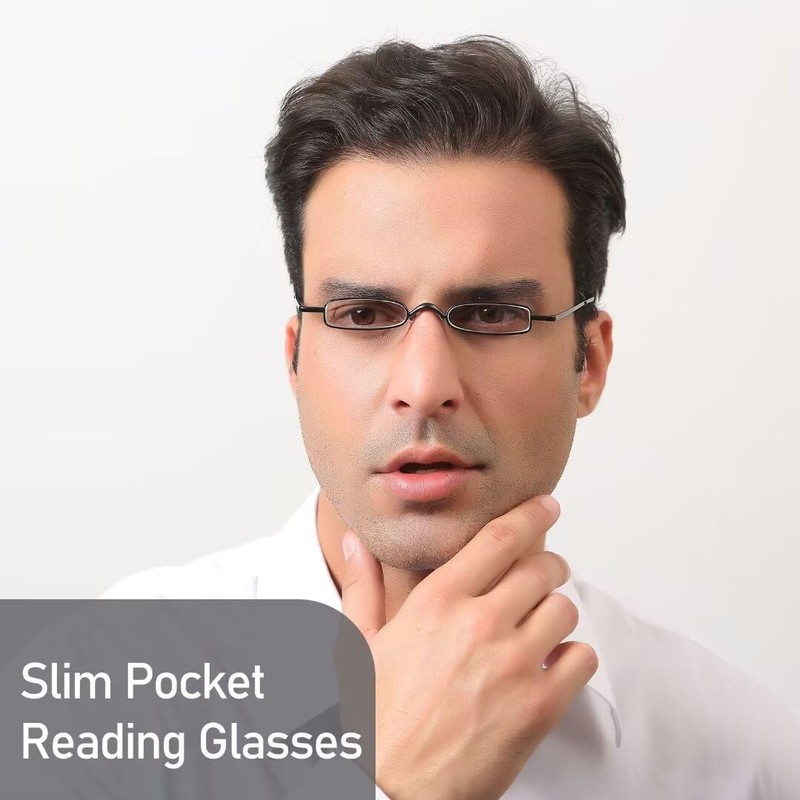 MMOWW Small Reading Glasses Men Women 4 Pairs Slim Pocket