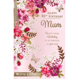 Mum 80th Birthday Card - 'Happy Birthday to A Special Mum 80'.