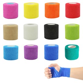 12 Rolle Fingerpflaster,Fingerverband,Pflaster Rolle,Selbsthaftende Bandage,Nagelpflaster,Mehrere Farben,Zum Verbinden von Wunden(2.5cm*4.5m)