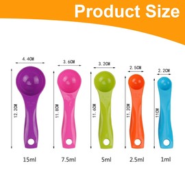 JEXOWIQ Measuring Spoons Set, Colour Measuring Spoons with Different Capacities, Measuring Spoons, Plastic Measuring Spoons for Liquid and Powder Measuring Devices, Pack of 5