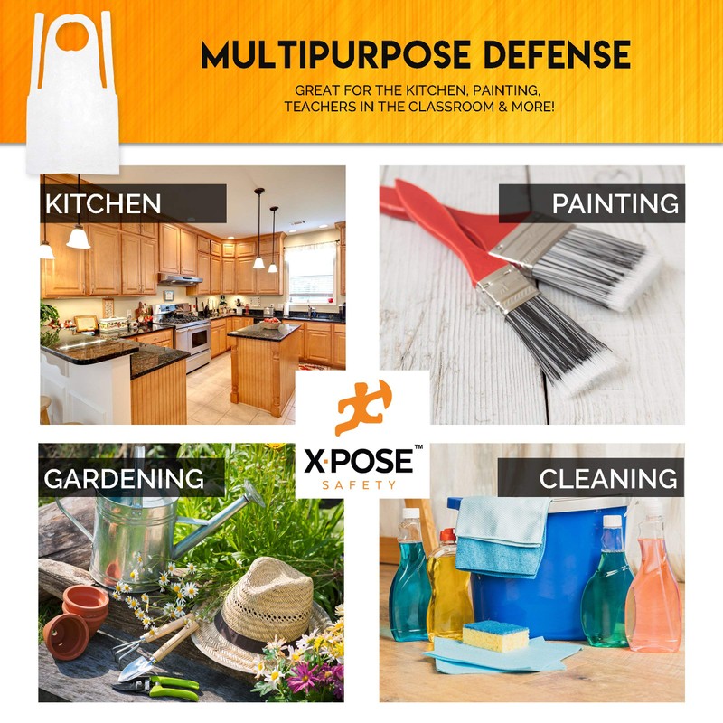 Xpose Safety 100 White Plastic Disposable Aprons for Cooking &