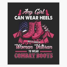 HOF Trading Women Veteran Any Girl Can Wear Heels Vinyl Sticker Waterproof Decal Laptop Wall Window Bumper Sticker 5"