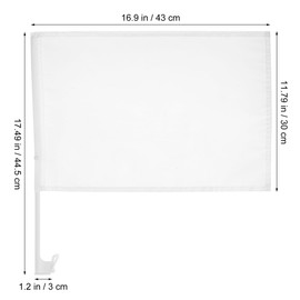 TOPPERFUN 4Pcs Car Flag, 16.90x11.79in White DIY Car Window Flag, with 17in Handheld Flagpole for Party Events and Grand Openings