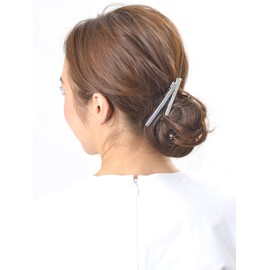 VINGTAINE H-786-S- Metal Line Hair Clip, Set of 2, Beak Clip, Dakar Clip, Hair Accessories, Simple, Silver Color