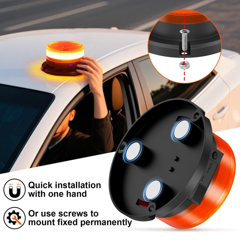 AnTom Magnetic Wireless Strobe Beacon Light, 24 LED USB-C Rechargeable