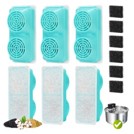 6 Pack Cat Water Fountain Filters for ZEKIRY 3.2L Wireless Cat Water Fountain, Cordless Pet Fountain Filter Replacement, Multiple Filtration Replacement Filters and Pre-Filter Sponge