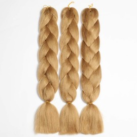 ShowJarlly Ombre Jumbo Braids, Hair Braiding, Hair Kanekalon, Synthetic Hair Extensions, 60 cm, 300 g / 3 Pieces Red Blonde