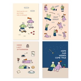 Monolike B6 Olimoli Grid Notebook, Set of 4 B, Olly Molly Grid notebook B SET - Small Notes, Pocket Notebooks, Cute Notebooks, 80pages