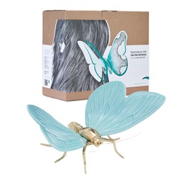 Laboratório d’Estórias Large Hand Painted Ceramic Home Decor Ornament Butterfly Figurine Made in Portugal (Blue)