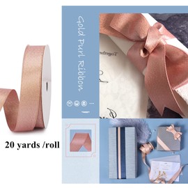 VIVIQUEN 3/8 Inches Double Faced Rose Gold Purl Ribbon, 20 Yards Luxury Glitter Ribbon,Prefect for Gift Wrapping,Floral Arrangements,Wedding Decorations