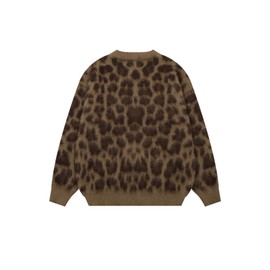 Silent Vortex Women's Leopard Print Button Down Long Sleeve Fuzzy Cardigan Sweaters Vintage Cheetah Shrug Jackets Brown L