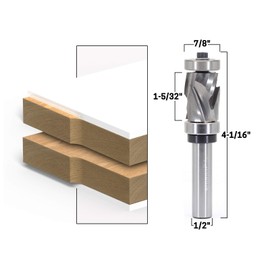 Yonico 33202 Top & Bottom Bearing Ultra-Performance Compression Flush Trim Router Bit 1/2-Inch Shank