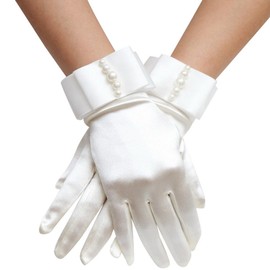 Aivtalk Buckingham Palace Wrist Length Stretch Gloves with Pearls