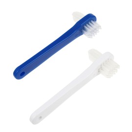 KOMBIUDA 2pcs Dual- Cleaning Brushes Gentle Care Tool for False Ergonomic Handle Multi-tufted White